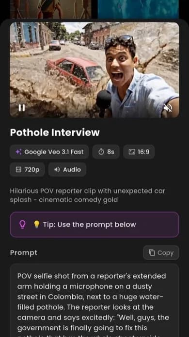 VIBE AI Video Generator App Screenshot - Create AI Videos on iPhone